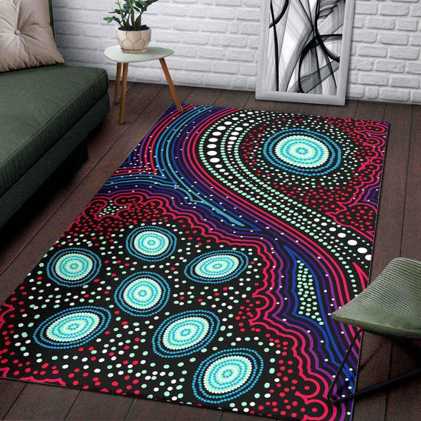 Aussie Dreamtime Australia Aboriginal Area Rug - Dreaming Story Aboriginal Art Background - View 1