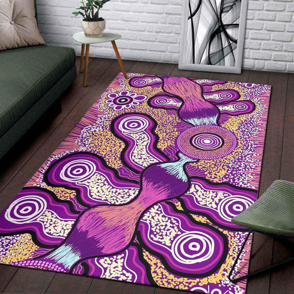 Aussie Dreamtime Australia Aboriginal Area Rug - Dot Painting Dreaming Story - View 1