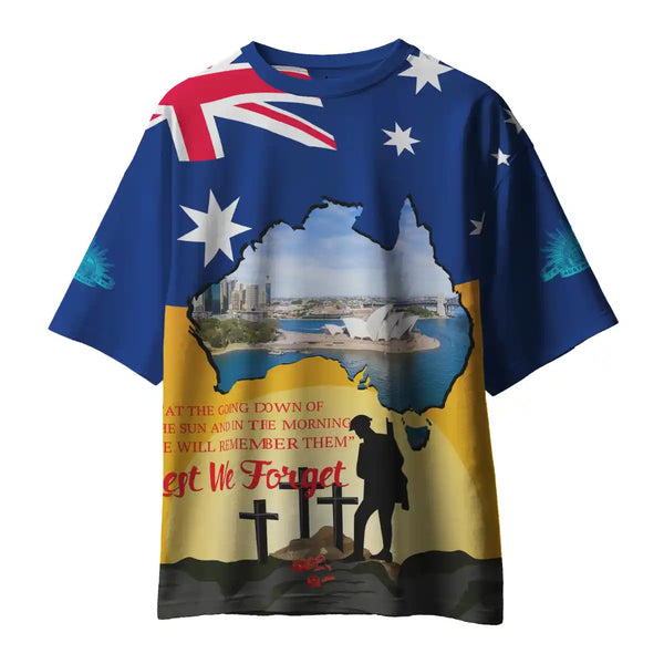 Aussie Dreamtime Australia Remembrance Day T-Shirt - Remembrance Day With Australia Map - View 1