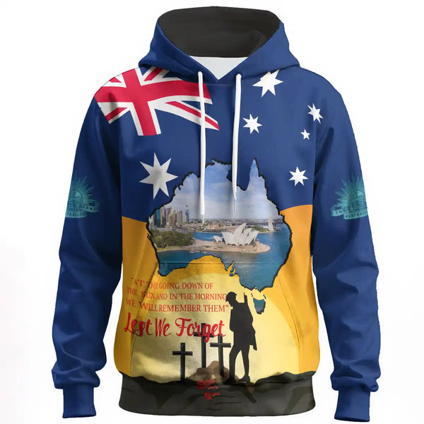Aussie Dreamtime Australia Remembrance Day Hoodie - Remembrance Day With Australia Map - View 1