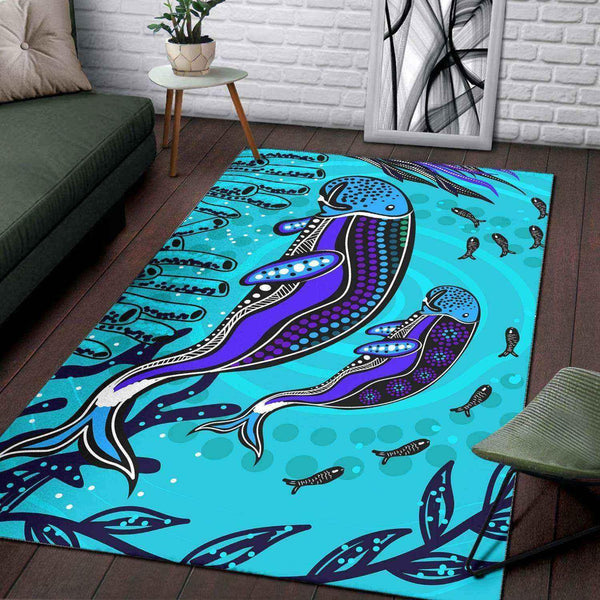 Aussie Dreamtime Australia Aboriginal Area Rug - Mother And Baby Dugong - View 1