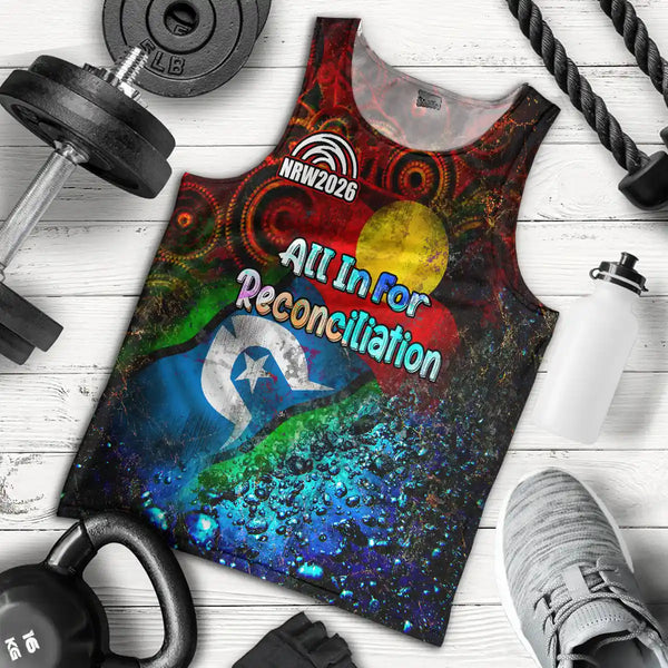 NRW 2026 Men's Tank Top & Singlet - All In For Reconciliation Vintage Indigenous Flags 1
