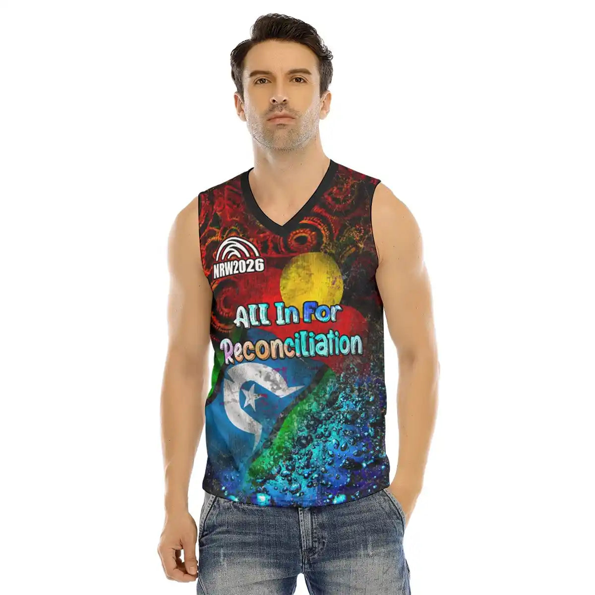 Men's NRW 2026 Singlet Vintage Indigenous Flags | Aussie Dreamtime