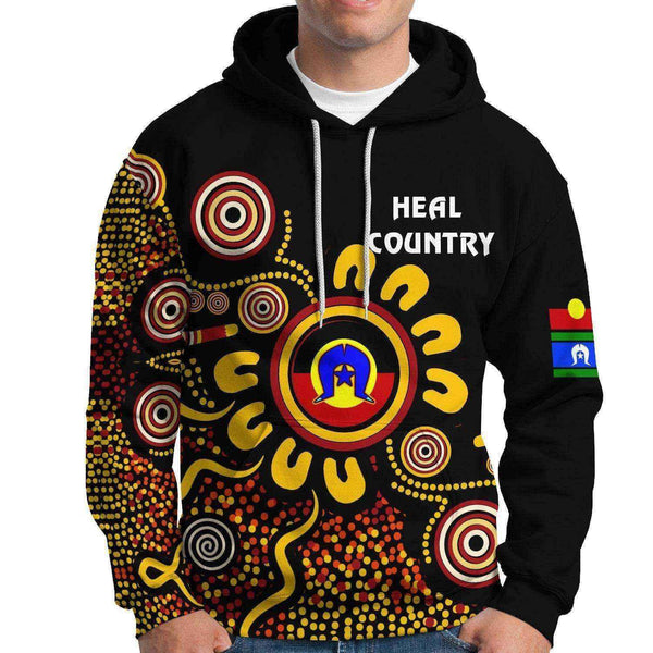 Aussie Dreamtime Australia Naidoc Week 2021 Hoodie - Heal Country Aboriginal Dot Art Painting Hoodie - View 1