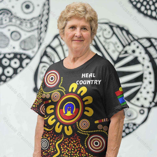 Aussie Dreamtime Australia Naidoc Week 2021 T-Shirt - Heal Country Aboriginal Dot Art Painting (Restock) T-Shirt - View 1