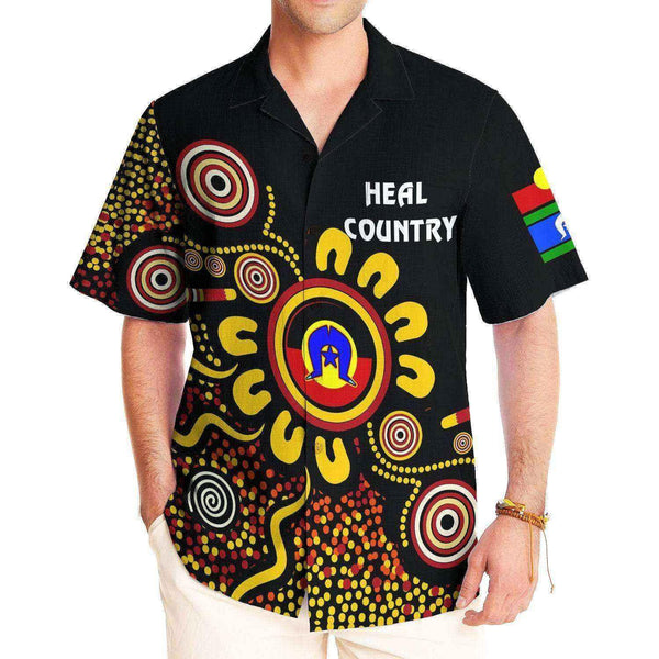 Aussie Dreamtime Australia Naidoc Week 2021 Hawaiian Shirt - Heal Country Aboriginal Dot Art Painting (Restock) Hawaiian Shirt - View 1