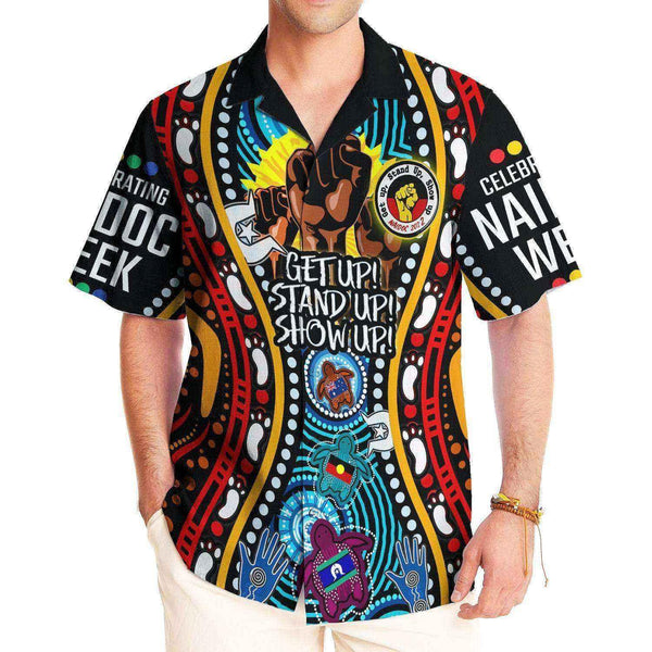 Aussie Dreamtime Australia Naidoc Week 2022 Hawaiian Shirt - Get Up! Stand Up! Show Up! ( Restock) - View 1