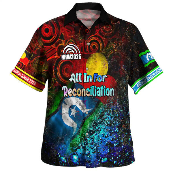 National Reconciliation Week 2026 Hawaiian Shirt - All In For Reconciliation Vintage Indigenous Flags 1