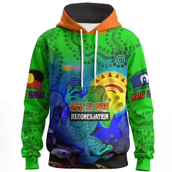 National Reconciliation Week 2026 Hoodie - All In For Reconciliation Aboriginal Frogs 1