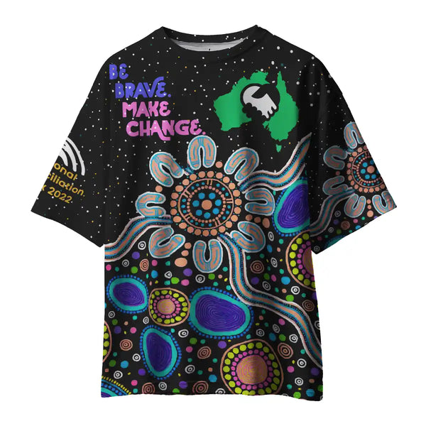 National Reconciliation Week Aboriginal T-shirt - Be Brave. Make Change Theme  1