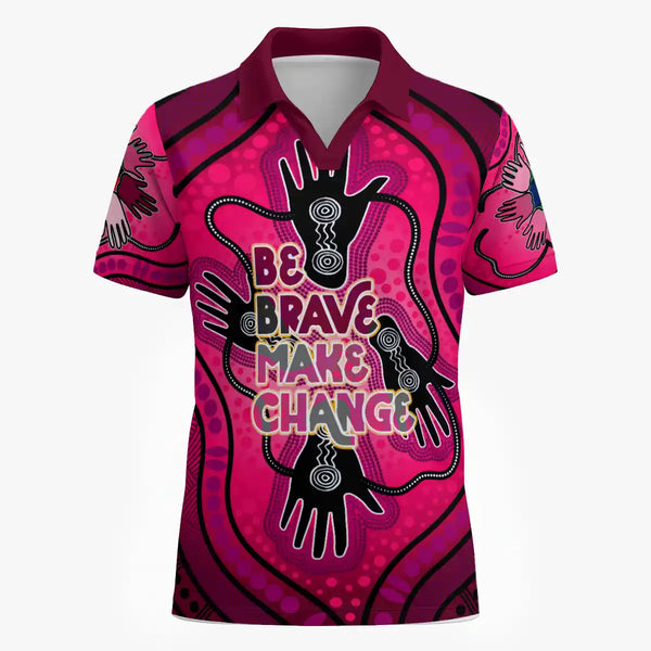 National Reconciliation Week V-Neck Polo Shirt - Be Brave. Make Change 1