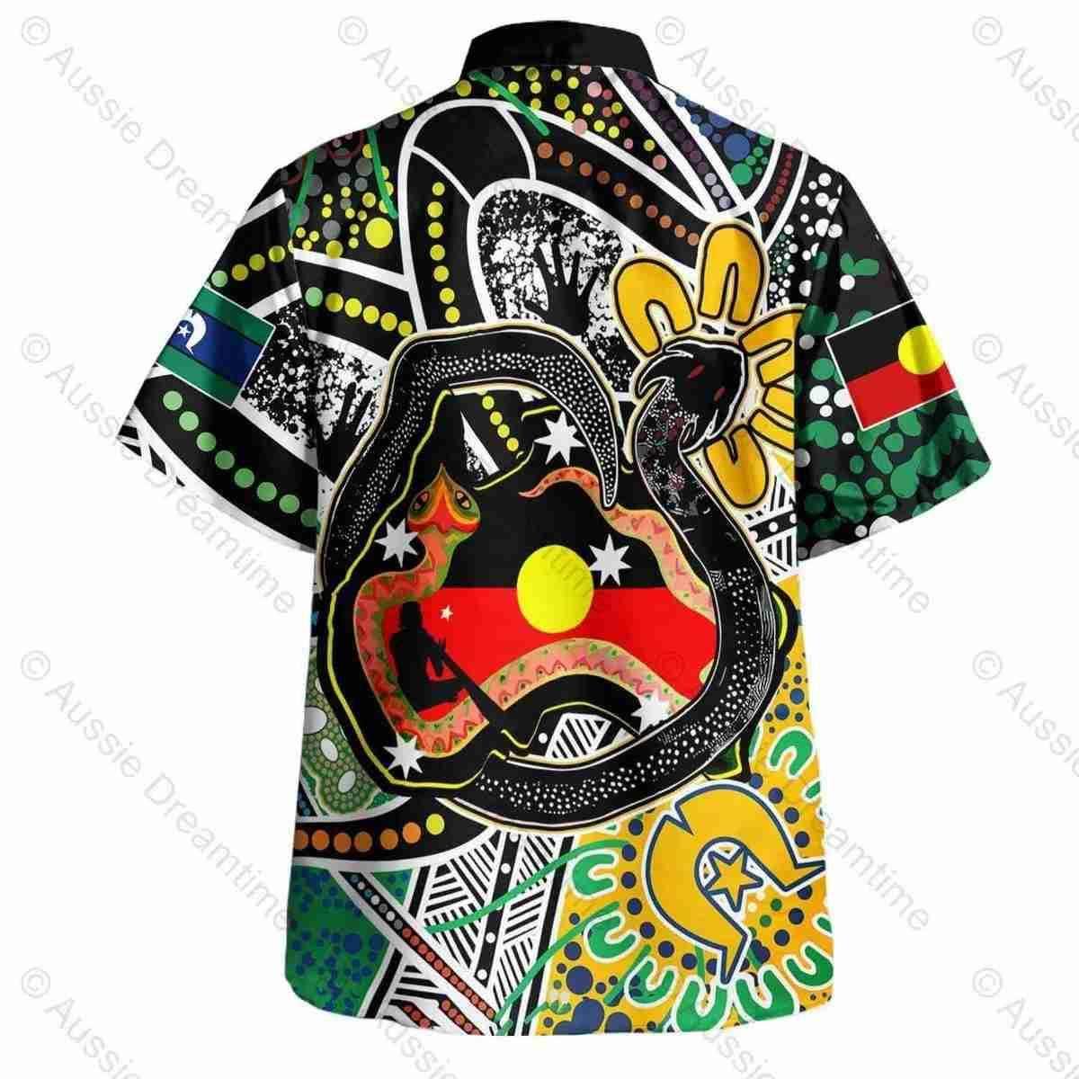 Aussie Dreamtime Australia Day Aboriginal Hawaiian Shirt - Rainbow Serpent Creates Australia - View 3