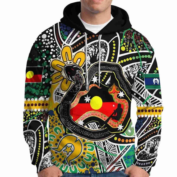 Aussie Dreamtime Australia Day Aboriginal Hoodie - Rainbow Serpent Creates Australia - View 1