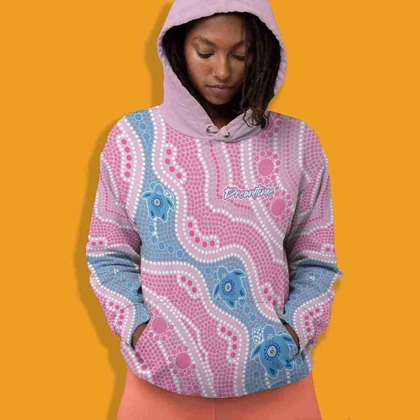 Aussie Dreamtime Australia Aboriginal Hoodie - Dreamtime River And Turtles Dot Art Painting - View 1
