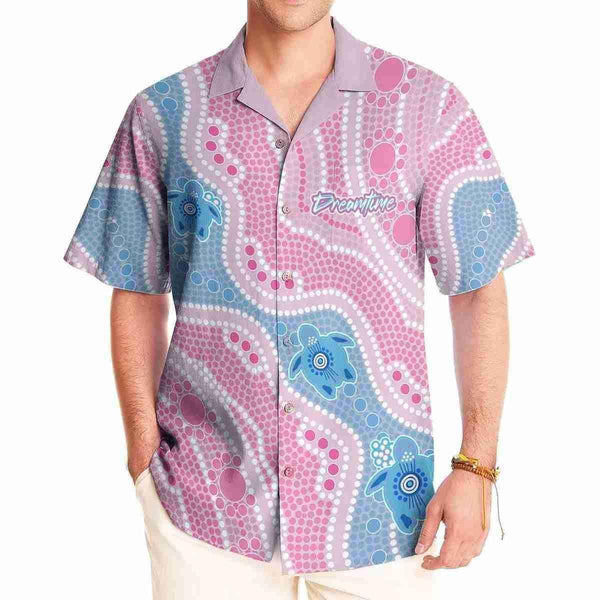 Aussie Dreamtime Australia Aboriginal Hawaiian Shirt - Dreamtime River And Turtles Dot Art Painting - View 1