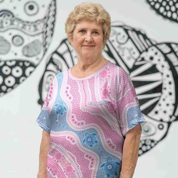 Aussie Dreamtime Australia Aboriginal T-shirt - Dreamtime River And Turtles Dot Art Painting - View 1