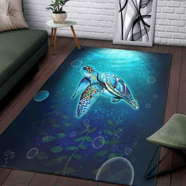 Aussie Dreamtime Australia Area Rug - Turtle Dreaming in Ocean - View 1