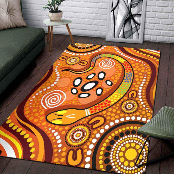 Aussie Dreamtime Australia Aboriginal Area Rug - The Rainbow Serpent Concept - View 1