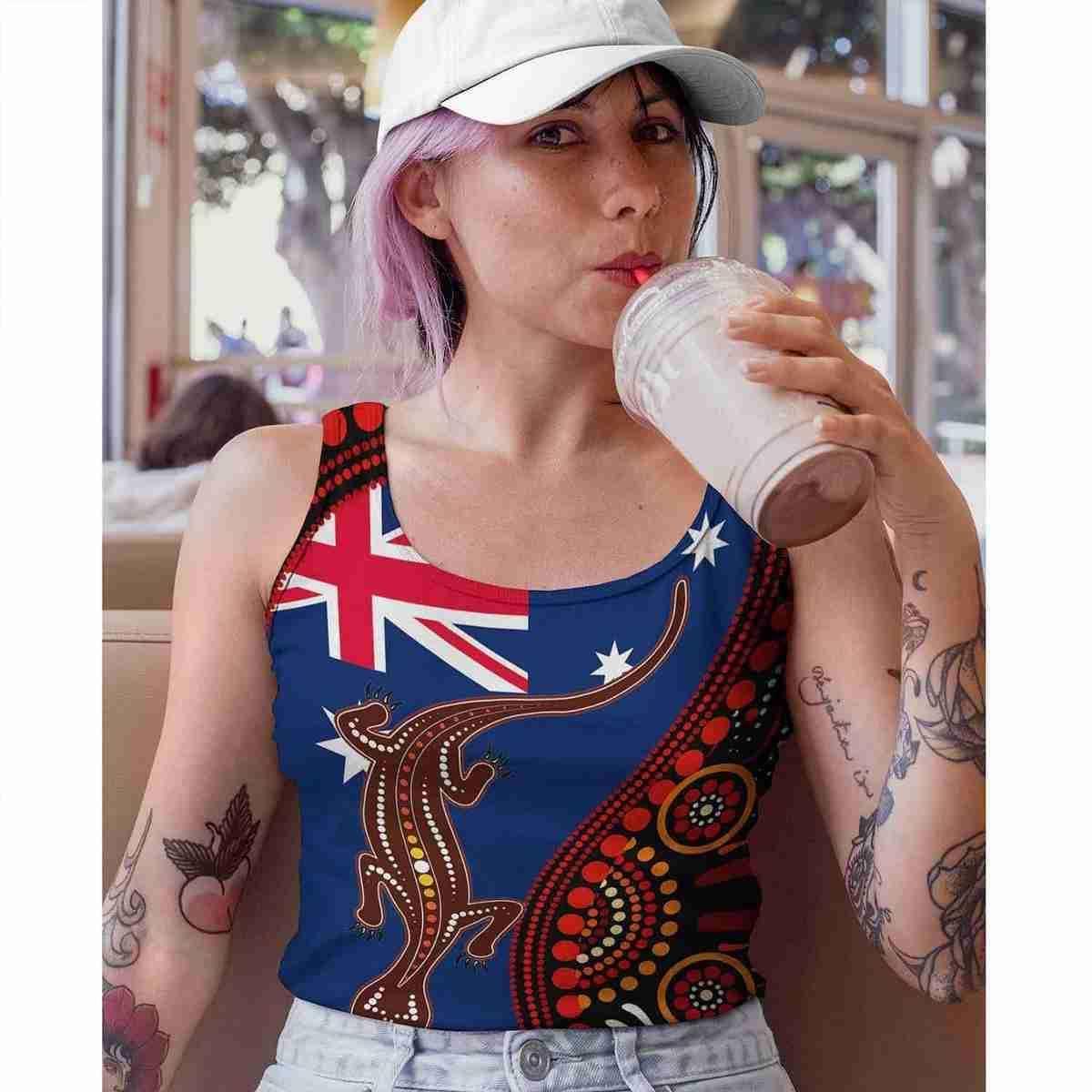 Australia Day Aboriginal Women Singlet - Australia Flag With Aboriginal ...