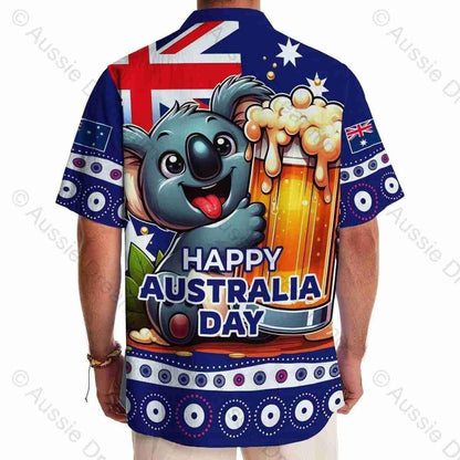 Aussie Dreamtime Australia Day Aboriginal Hawaiian Shirt - Happy Australia Day With Funny Koala Dot Art Painting - View 2
