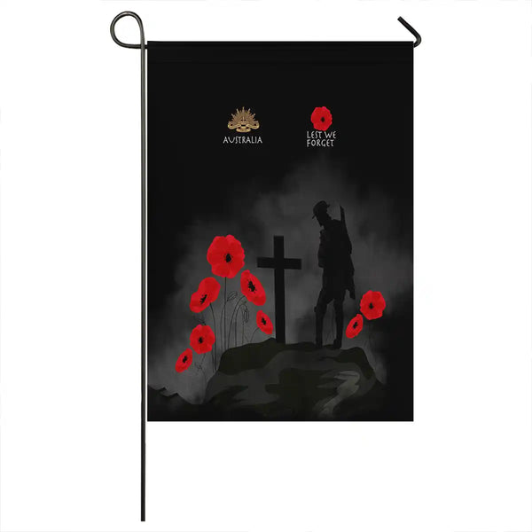 Aussie Dreamtime Australia Remembrance Day Flag - Lest We Forget Simple Black - View 1