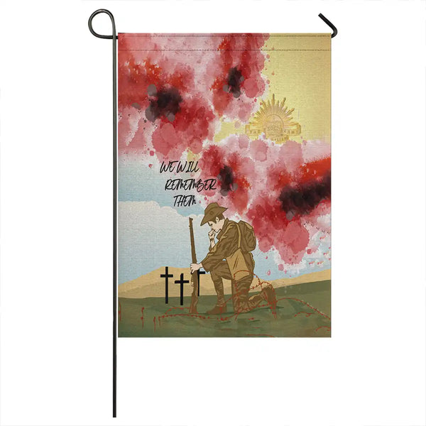 Aussie Dreamtime Australia Remembrance Day Flag - We Will Remember Them - View 1