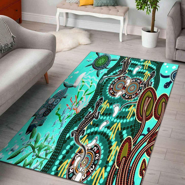Aussie Dreamtime Aussie Dreamtime Aboriginal Area Rug Australia - Vibrant Design - View 1