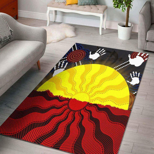 Aussie Dreamtime Aussie Dreamtime Aboriginal Handprint Area Rug - View 1