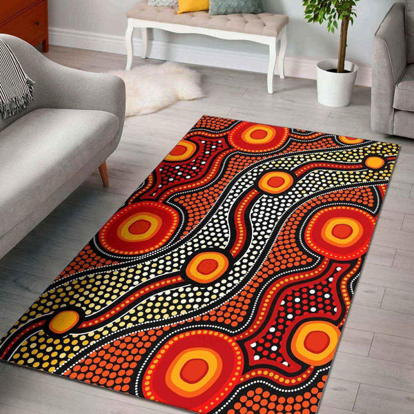 Aussie Dreamtime Aussie Dreamtime Aboriginal Style Area Rug - Vibrant Design - View 1