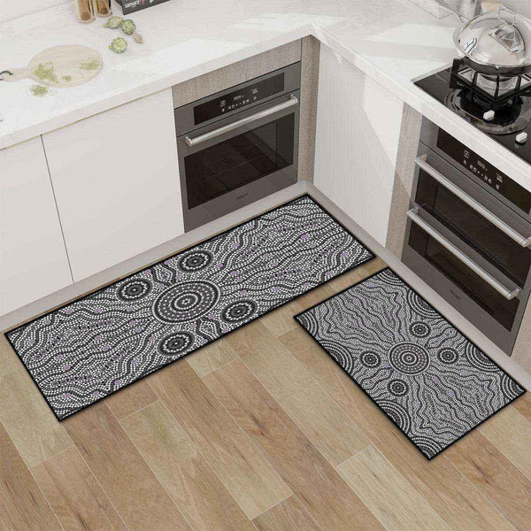Aussie Dreamtime Australia Kitchen Area Rug Set - Aboriginal style of dot painting concept - View 1