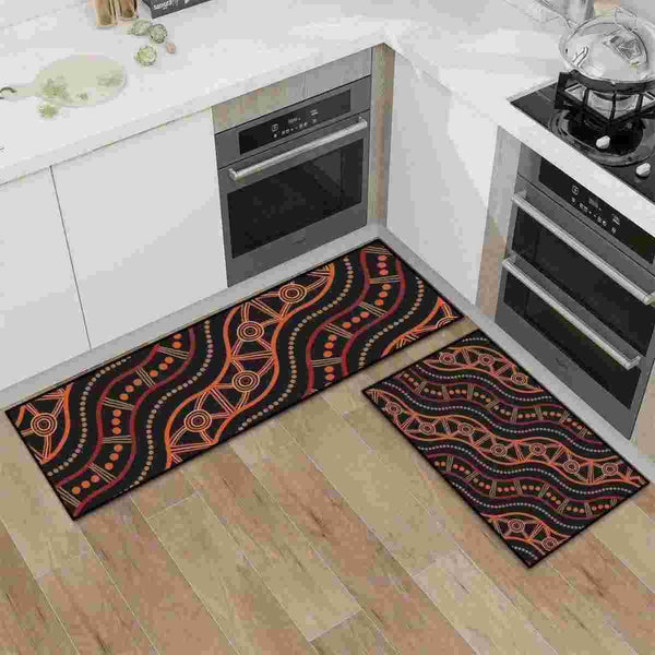 Aussie Dreamtime Australia Kitchen Area Rug Set - River Dot Art Concept - View 1