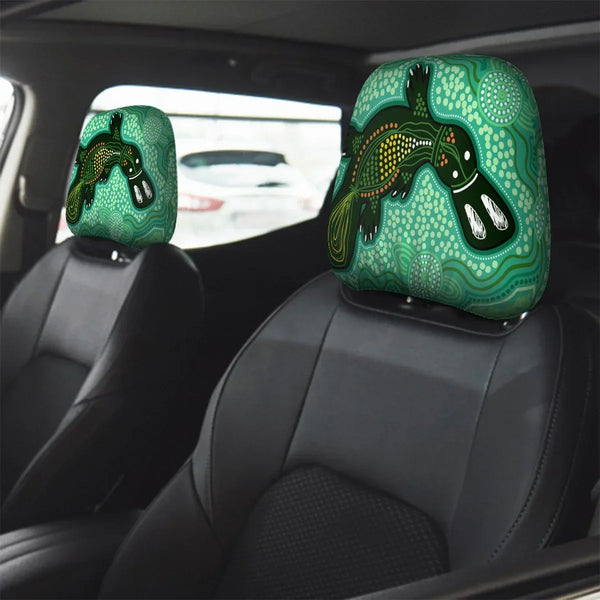 Aussie Dreamtime Aussie Dreamtime Car Headrest Covers – Platypus Dreaming | Free Gift - View 1