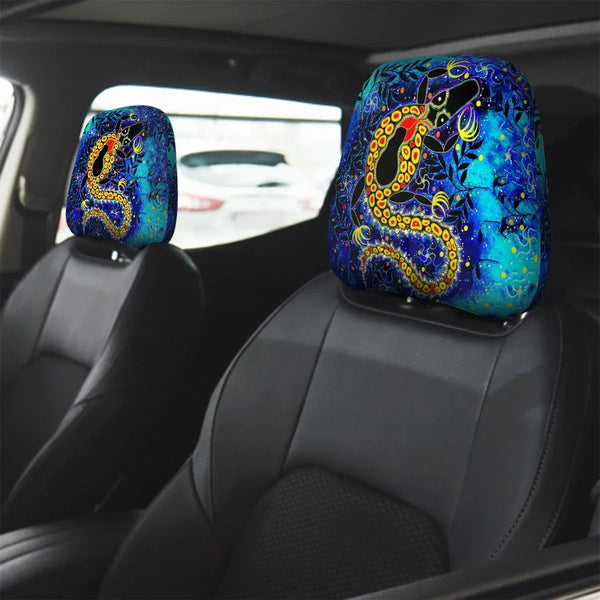 Aussie Dreamtime Aussie Dreamtime Car Headrest Covers – Dreamtime Crocodile Artwork | Free Gift - View 1