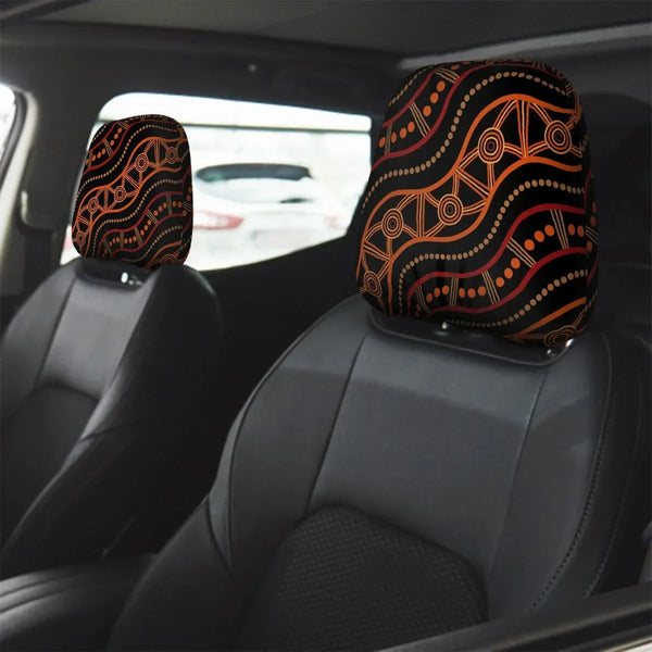 Aussie Dreamtime Aussie Dreamtime Car Headrest Covers – River Dot Art Concept | Universal Fit Vehicle Accessories - View 1