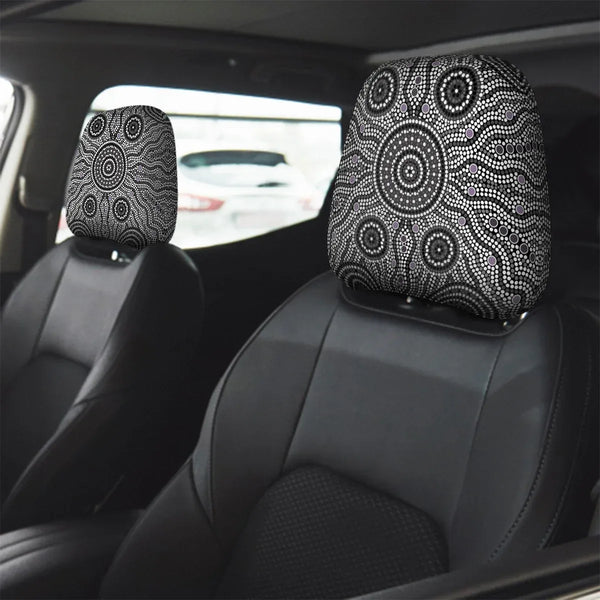 Aussie Dreamtime Aussie Dreamtime Car Headrest Covers – Aboriginal style of dot painting concept | Free Gift - View 1