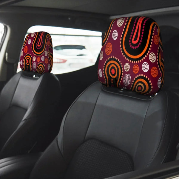 Aussie Dreamtime Aussie Dreamtime Car Headrest Covers – Aboriginal style of dot background | Free Gift - View 1