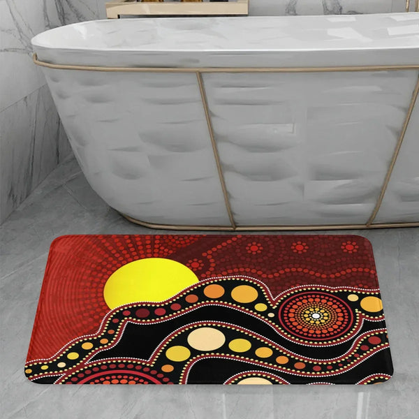 Aussie Dreamtime Aussie Dreamtime Flannel Mat - Indigenous Sun - View 1